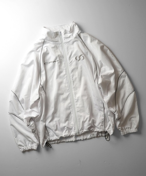 Confirm（コンファーム）の「Y2K ブロークコア ワンポイントロゴプリント フルジップトラックジャケット 切替パイピングライン ナイロンブルゾン ドローコード ユニセックス【Confirm】（Tシャツ/カットソー・メンズ・ブラック/グレー/ホワイト・M/L）」の6枚目の写真