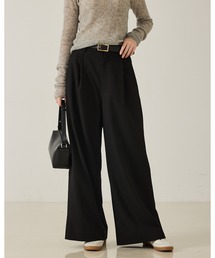 qualite | 【大人のワイドパンツ】ウーリッシュツイルパンツ/秋服/冬服/オフィスカジュアル/ワイドパンツ(その他パンツ)