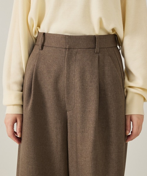 qualite（カリテ）の「【大人のワイドパンツ】ウーリッシュツイルパンツ/秋服/冬服/オフィスカジュアル/ワイドパンツ（その他パンツ・レディース・ブラック/オフホワイト/モカ・38/36）」の22枚目の写真