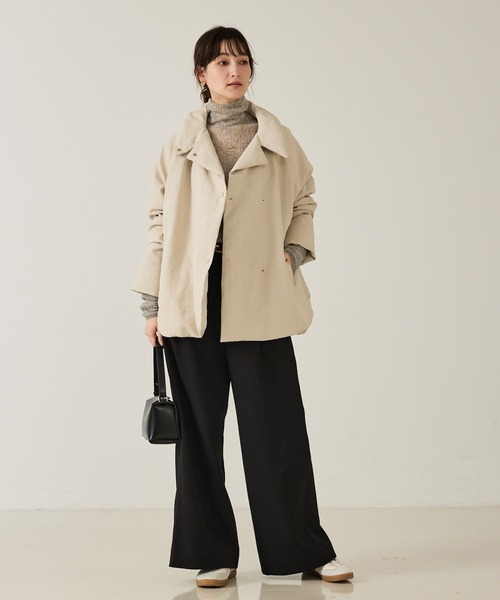 qualite（カリテ）の「【大人のワイドパンツ】ウーリッシュツイルパンツ/秋服/冬服/オフィスカジュアル/ワイドパンツ（その他パンツ・レディース・ブラック/オフホワイト/モカ・38/36）」の18枚目の写真