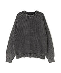 DANKE SCHON | 【WEB&DEPOT限定】DankeSchon/ダンケシェーン/PIGMENT STONE DAMAGE AZE CREWNECK(ニット/セーター)