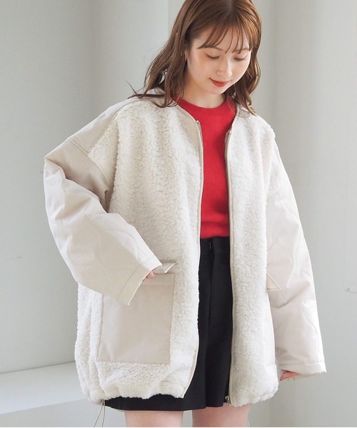 pocket（ポケット）の「ボアキルトノーカラーブルゾン（ブルゾン