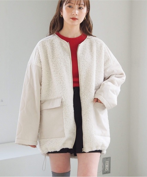 セール】ボアキルトノーカラーブルゾン（ブルゾン）｜tiptop（ティップ