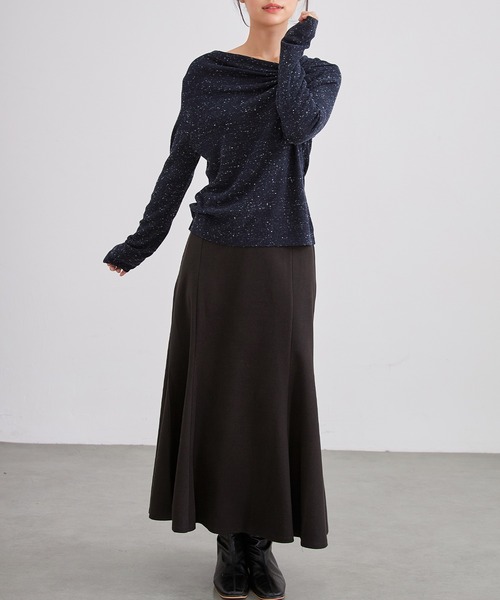 Lace Ladies(レースレディース)の「アシンメトリー ギャザー ネップ ニット プルオーバー(ニット/セーター・レディース・グレー/チャコールグレー/オートミール/ネイビー・FREE)」の14枚目の写真