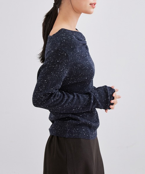 Lace Ladies(レースレディース)の「アシンメトリー ギャザー ネップ ニット プルオーバー(ニット/セーター・レディース・グレー/チャコールグレー/オートミール/ネイビー・FREE)」の15枚目の写真