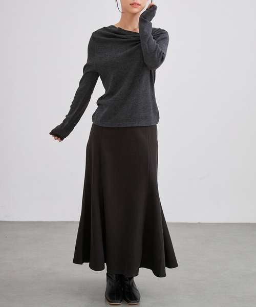 Lace Ladies(レースレディース)の「アシンメトリー ギャザー ネップ ニット プルオーバー(ニット/セーター・レディース・グレー/チャコールグレー/オートミール/ネイビー・FREE)」の9枚目の写真