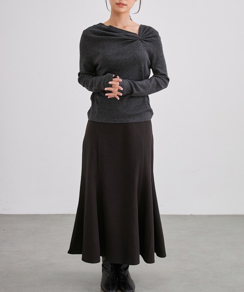 Lace Ladies(レースレディース)の「アシンメトリー ギャザー ネップ ニット プルオーバー(ニット/セーター・レディース・グレー/チャコールグレー/オートミール/ネイビー・FREE)」の10枚目の写真