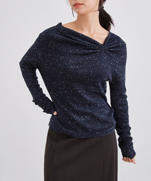 Lace Ladies(レースレディース)の「アシンメトリー ギャザー ネップ ニット プルオーバー(ニット/セーター・レディース・グレー/チャコールグレー/オートミール/ネイビー・FREE)」の16枚目の写真
