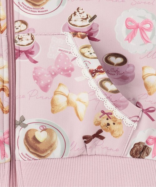 セール】カフェ柄ZIPパーカ（パーカー）｜mezzo piano（メゾピアノ）の