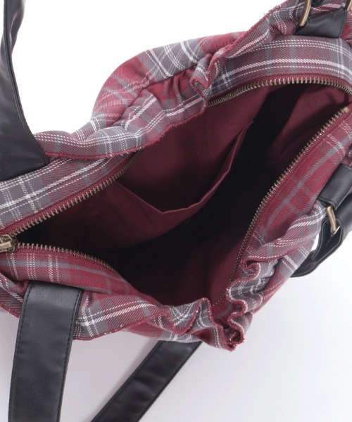 axes femme（アクシーズファム）の「タータンチェックハートバッグ（トートバッグ・レディース・ネイビー/ミント/ワイン・FREE）」の20枚目の写真