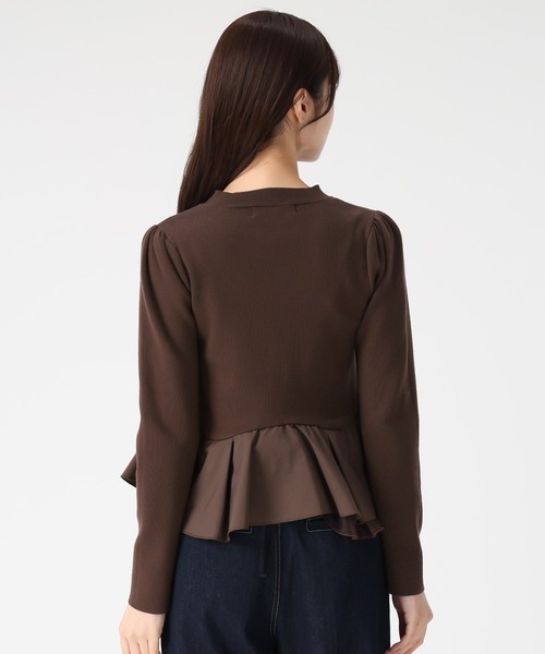 31 Sons de mode（トランテアン　ソン　ドゥ　モード）の「2025秋冬新作 異素材切替ペプラムニット（ニット/セーター・レディース・ブラック/オフホワイト/ダークブラウン・ﾌﾘ-）」の17枚目の写真