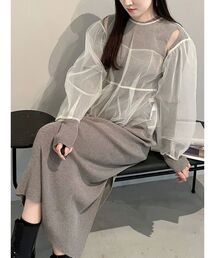 OUNNOUN | 【OUNNOUN】チュールブラウスレイヤードワンピ(ワンピース)