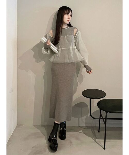 OUNNOUN(オウンノウン)の「【OUNNOUN】チュールブラウスレイヤードワンピ(ワンピース・レディース・グレー/ブラック/ピンク・FREE)」の21枚目の写真