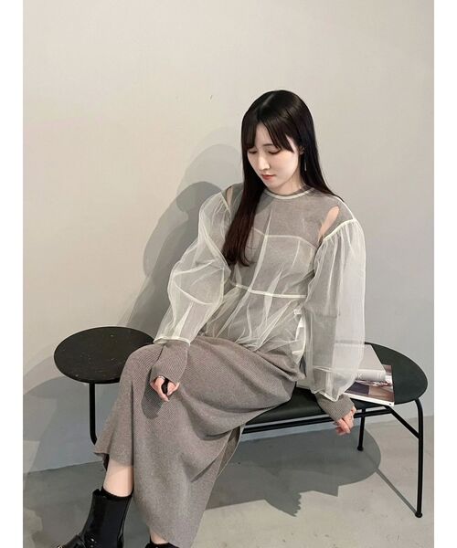 OUNNOUN(オウンノウン)の「【OUNNOUN】チュールブラウスレイヤードワンピ(ワンピース・レディース・グレー/ブラック/ピンク・FREE)」の14枚目の写真