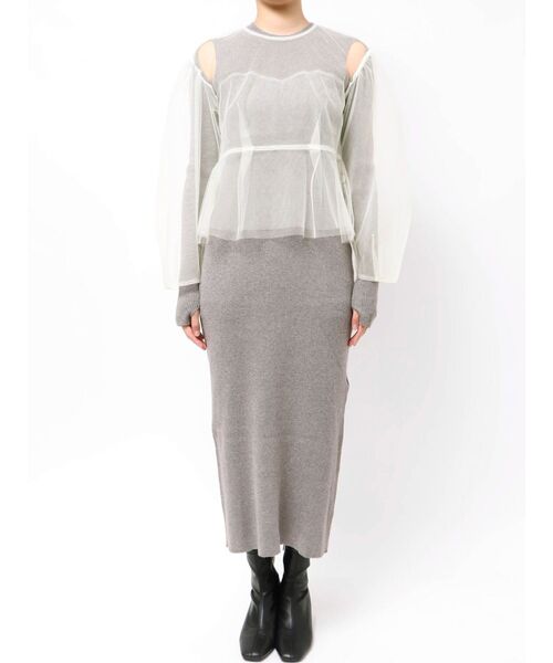 OUNNOUN(オウンノウン)の「【OUNNOUN】チュールブラウスレイヤードワンピ(ワンピース・レディース・グレー/ブラック/ピンク・FREE)」の15枚目の写真