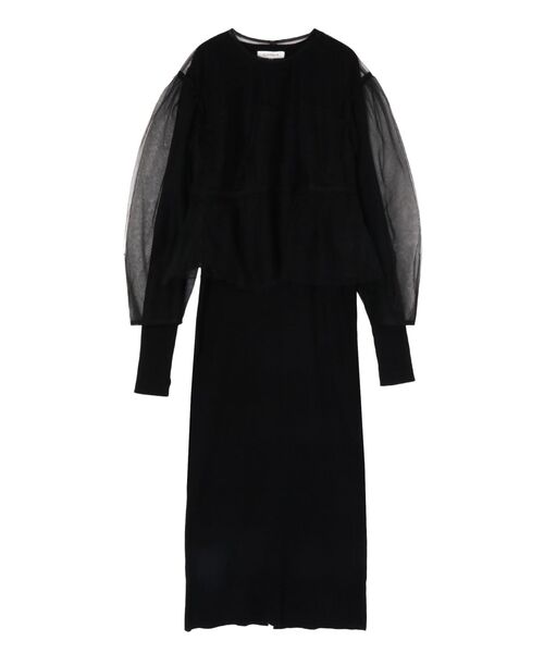 OUNNOUN(オウンノウン)の「【OUNNOUN】チュールブラウスレイヤードワンピ(ワンピース・レディース・グレー/ブラック/ピンク・FREE)」の5枚目の写真