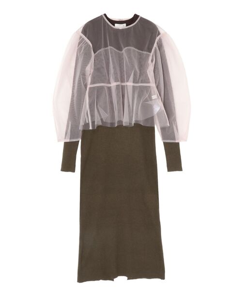 OUNNOUN(オウンノウン)の「【OUNNOUN】チュールブラウスレイヤードワンピ(ワンピース・レディース・グレー/ブラック/ピンク・FREE)」の6枚目の写真