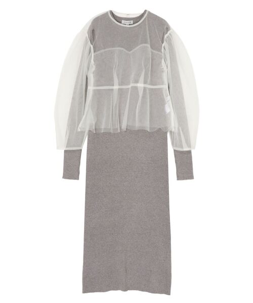 OUNNOUN(オウンノウン)の「【OUNNOUN】チュールブラウスレイヤードワンピ(ワンピース・レディース・グレー/ブラック/ピンク・FREE)」の7枚目の写真