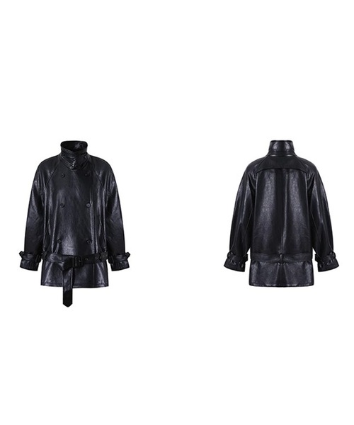 Fano Studios（ファノ ストゥディオズ）の「スタンドカラー ウエストベルト付き 合皮ジャケット FQ25W304【Fano Studios】【2025AW】（ライダースジャケット・レディース・ブラック・FREE）」の14枚目の写真