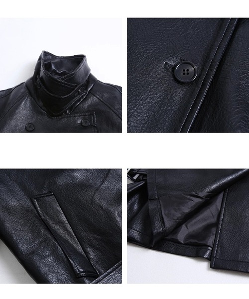 Fano Studios（ファノ ストゥディオズ）の「スタンドカラー ウエストベルト付き 合皮ジャケット FQ25W304【Fano Studios】【2025AW】（ライダースジャケット・レディース・ブラック・FREE）」の8枚目の写真