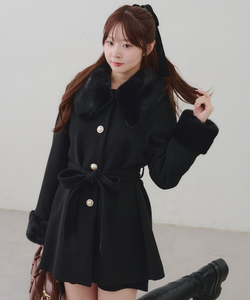 セール】【WEB先行予約】フェイクファー付ミドルコート（その他