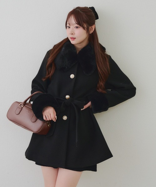 セール】【WEB先行予約】フェイクファー付ミドルコート（その他