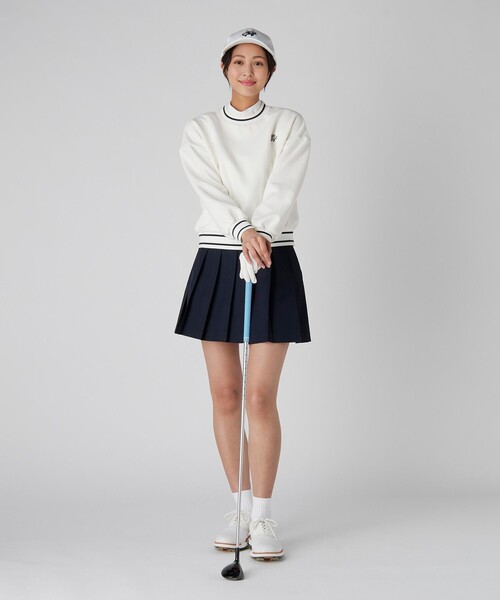 ユナイテッドアローズゴルフ セットアップ ポロシャツ プリーツ スカート 黒 白 セール】ライン プリーツ スカート 吸水速乾 UV（スカート）｜UNITED