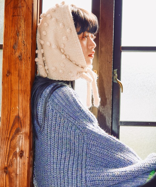 セール】オリジナルポンポンニットスカーフ（ストール/ショール