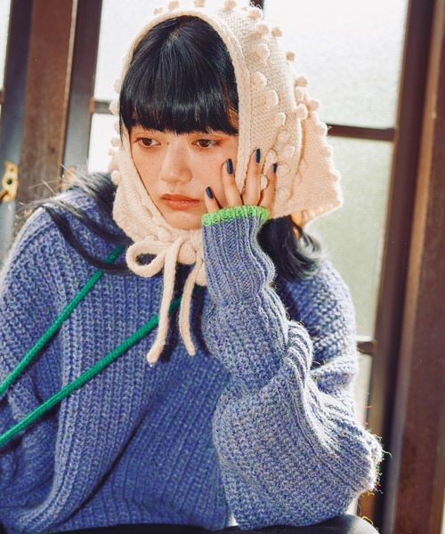 niko and...（ニコアンド）の「オリジナルポンポンニットスカーフ（ストール/ショール・レディース・グリーン/レッド/アイボリー・0）」の13枚目の写真