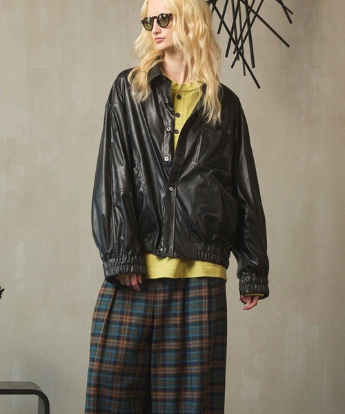 UNISEX》Curve Switching A Light Eco Leather Shirt/カーブスウィッチ