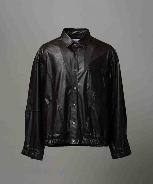 セール】《UNISEX》Curve Switching A Light Eco Leather Shirt/カーブ