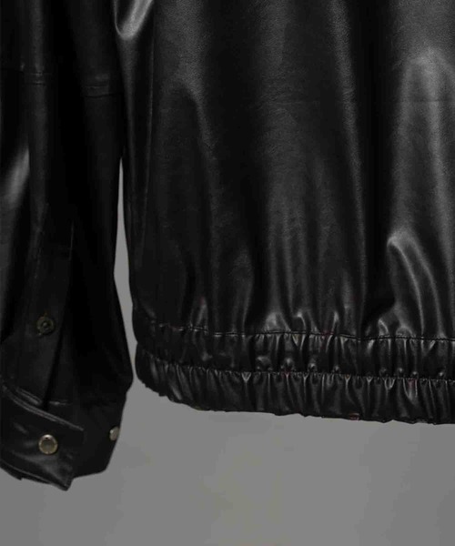 セール】《UNISEX》Curve Switching A Light Eco Leather Shirt/カーブ