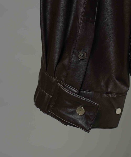 MAISON SPECIAL(メゾンスペシャル)の「《UNISEX》Curve Switching A Light Eco Leather Shirt/カーブスウィッチングAライトエコレザーシャツ【MAISON SPECIAL/メゾンスペシャル】■セットアップ対応■(シャツ/ブラウス・メンズ・ブラック/ブラウン・0/1/2)」の17枚目の写真