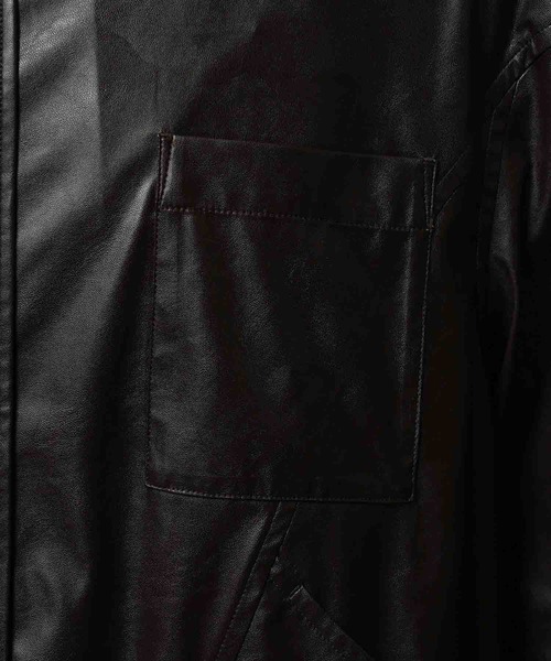 MAISON SPECIAL(メゾンスペシャル)の「《UNISEX》Curve Switching A Light Eco Leather Shirt/カーブスウィッチングAライトエコレザーシャツ【MAISON SPECIAL/メゾンスペシャル】■セットアップ対応■(シャツ/ブラウス・メンズ・ブラック/ブラウン・0/1/2)」の14枚目の写真