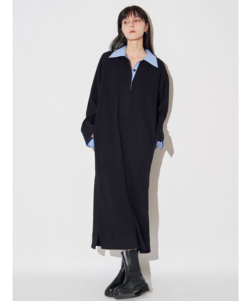 ELENDEEK(エレンディーク)の「バイカラーポロワンピース(ワンピース・レディース・ネイビー/アイボリー/グレー・FREE)」の1枚目の写真