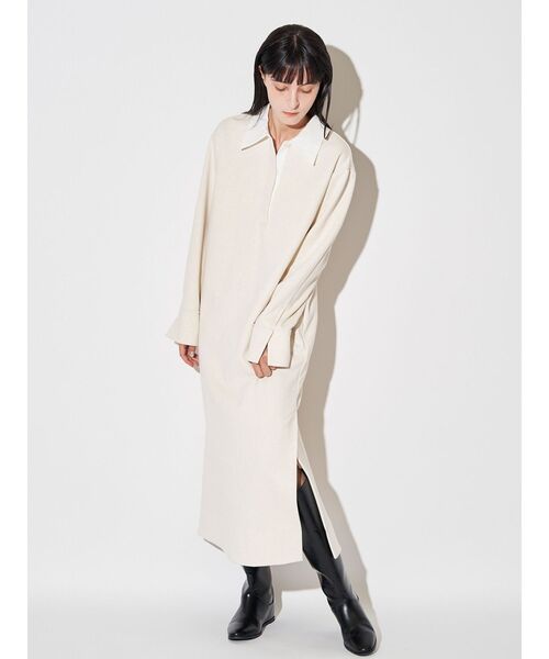 ELENDEEK(エレンディーク)の「バイカラーポロワンピース(ワンピース・レディース・ネイビー/アイボリー/グレー・FREE)」の2枚目の写真