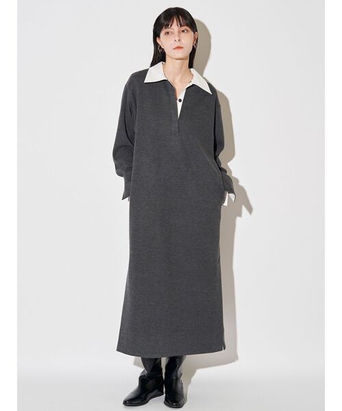 ELENDEEK(エレンディーク)の「バイカラーポロワンピース(ワンピース・レディース・ネイビー/アイボリー/グレー・FREE)」の11枚目の写真