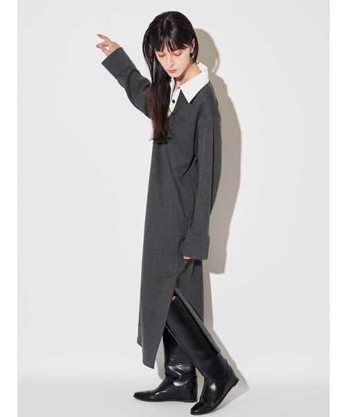 ELENDEEK(エレンディーク)の「バイカラーポロワンピース(ワンピース・レディース・ネイビー/アイボリー/グレー・FREE)」の14枚目の写真