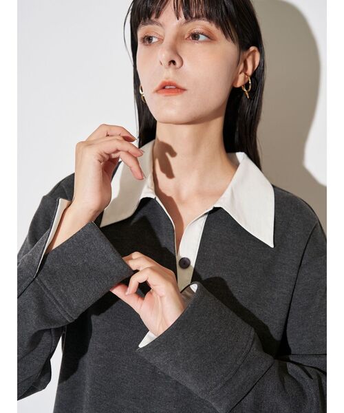 ELENDEEK(エレンディーク)の「バイカラーポロワンピース(ワンピース・レディース・ネイビー/アイボリー/グレー・FREE)」の18枚目の写真