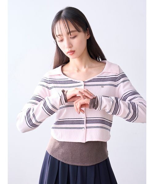 SNIDEL（スナイデル）の「Sustainableレイヤードニットプルオーバー（ニット/セーター・レディース・ライトピンク/ライトブルー/ネイビー・F）」の17枚目の写真