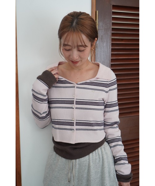 SNIDEL（スナイデル）の「Sustainableレイヤードニットプルオーバー（ニット/セーター・レディース・ライトピンク/ライトブルー/ネイビー・F）」の11枚目の写真