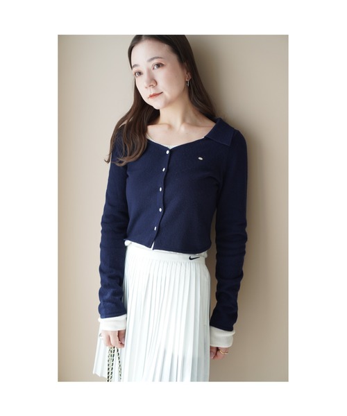 SNIDEL（スナイデル）の「Sustainableレイヤードニットプルオーバー（ニット/セーター・レディース・ライトピンク/ライトブルー/ネイビー・F）」の6枚目の写真