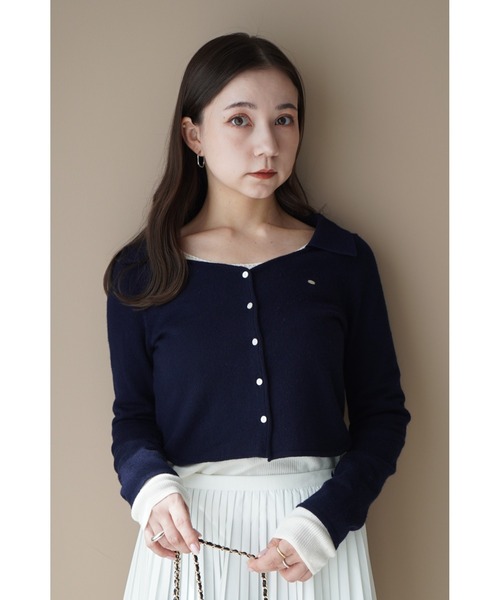 SNIDEL（スナイデル）の「Sustainableレイヤードニットプルオーバー（ニット/セーター・レディース・ライトピンク/ライトブルー/ネイビー・F）」の7枚目の写真