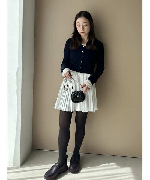 SNIDEL（スナイデル）の「Sustainableレイヤードニットプルオーバー（ニット/セーター・レディース・ライトピンク/ライトブルー/ネイビー・F）」の9枚目の写真