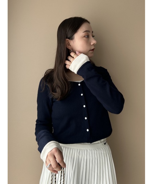 SNIDEL（スナイデル）の「Sustainableレイヤードニットプルオーバー（ニット/セーター・レディース・ライトピンク/ライトブルー/ネイビー・F）」の10枚目の写真