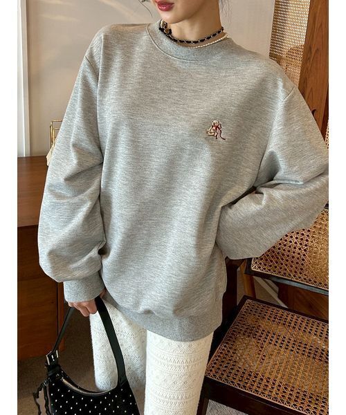 LILY BROWN（リリーブラウン）の「Lily Bearリボンスウェット（スウェット・レディース・バーガンディー/ネイビー/シルバー/アイボリー・0/1）」の4枚目の写真
