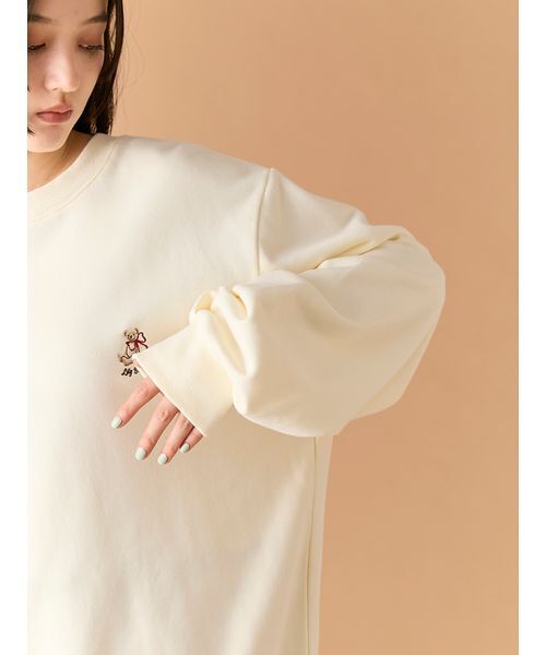 LILY BROWN（リリーブラウン）の「Lily Bearリボンスウェット（スウェット・レディース・バーガンディー/ネイビー/シルバー/アイボリー・0/1）」の12枚目の写真