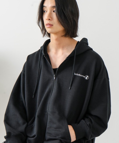 brknhome(ブロークンホーム)の「【BRKNHOME/ブロークンホーム】バックプリント フルジップ スウェットパーカー(パーカー・メンズ・杢グレー/ブラック・LARGE/MEDIUM)」の16枚目の写真
