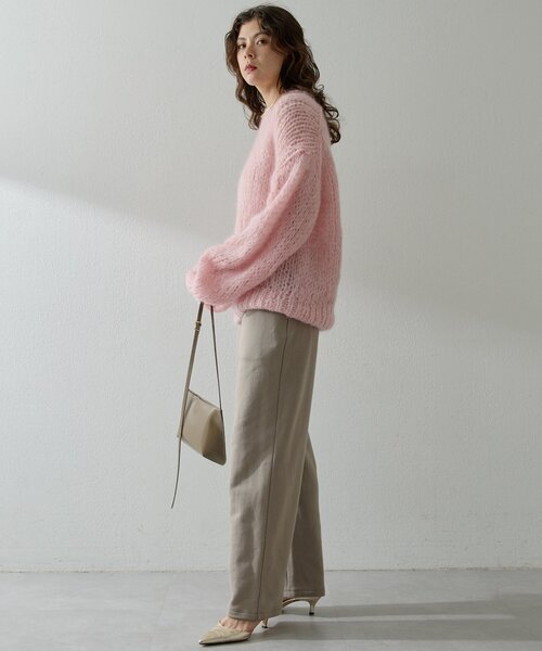 Whim Gazette（ウィムガゼット）の「裏毛ワイドパンツ（スウェットパンツ・レディース・モカ/チャコールグレー・FREE）」の5枚目の写真