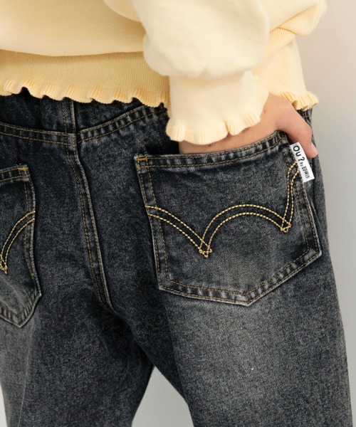 EDWIN（エドウィン）の「【Ou? by EDWIN】フレアデニムパンツ（デニムパンツ・キッズ・ブラック/サックスブルー・90/100/110/130/120/140/150）」の4枚目の写真